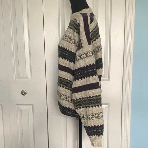 Vintage Victoria Dry Goods XL Multicolor 100% Cotton Knit Sweater Made In USA